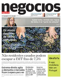 Capa do Jornal de Negócios de terça-feira, 8 de setembro de 2026