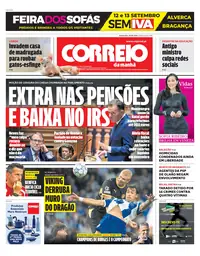 Capa do Correio da Manhã de quarta-feira, 9 de setembro de 2026