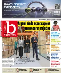 Capa do Diário As Beiras de quarta-feira, 9 de setembro de 2026