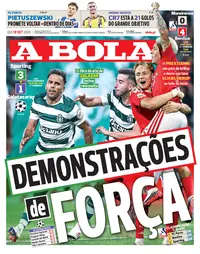 Capa do A Bola de quinta-feira, 10 de setembro de 2026