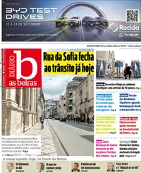 Capa do Diário As Beiras de quinta-feira, 10 de setembro de 2026