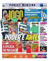 Capa do O Jogo de quinta-feira, 10 de setembro de 2026
