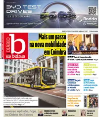 Capa do Diário As Beiras de sexta-feira, 11 de setembro de 2026