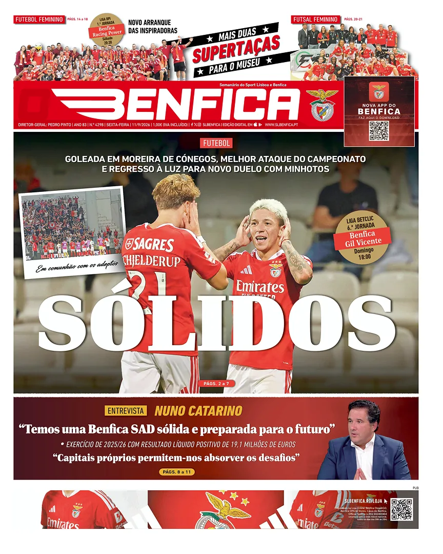 Capa do O Benfica de sexta-feira, 11 de setembro de 2026