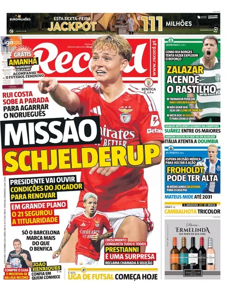 Capa do Record de sexta-feira, 11 de setembro de 2026