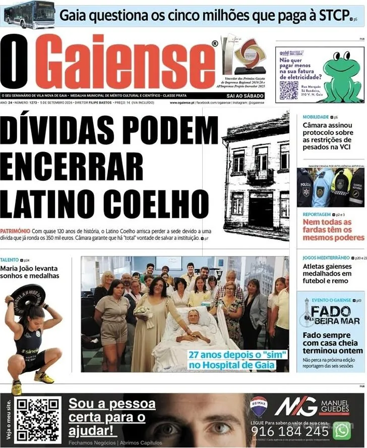 Capa do O Gaiense de sábado, 12 de setembro de 2026