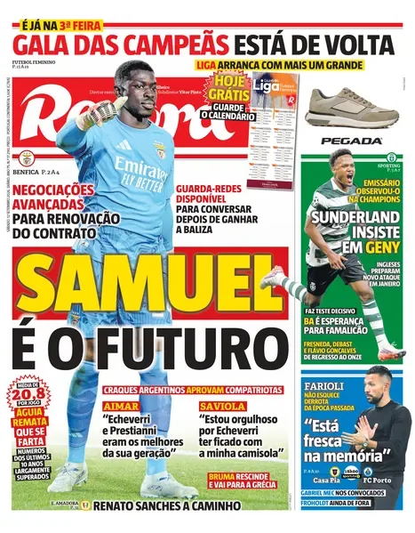 Capa do Record de sábado, 12 de setembro de 2026