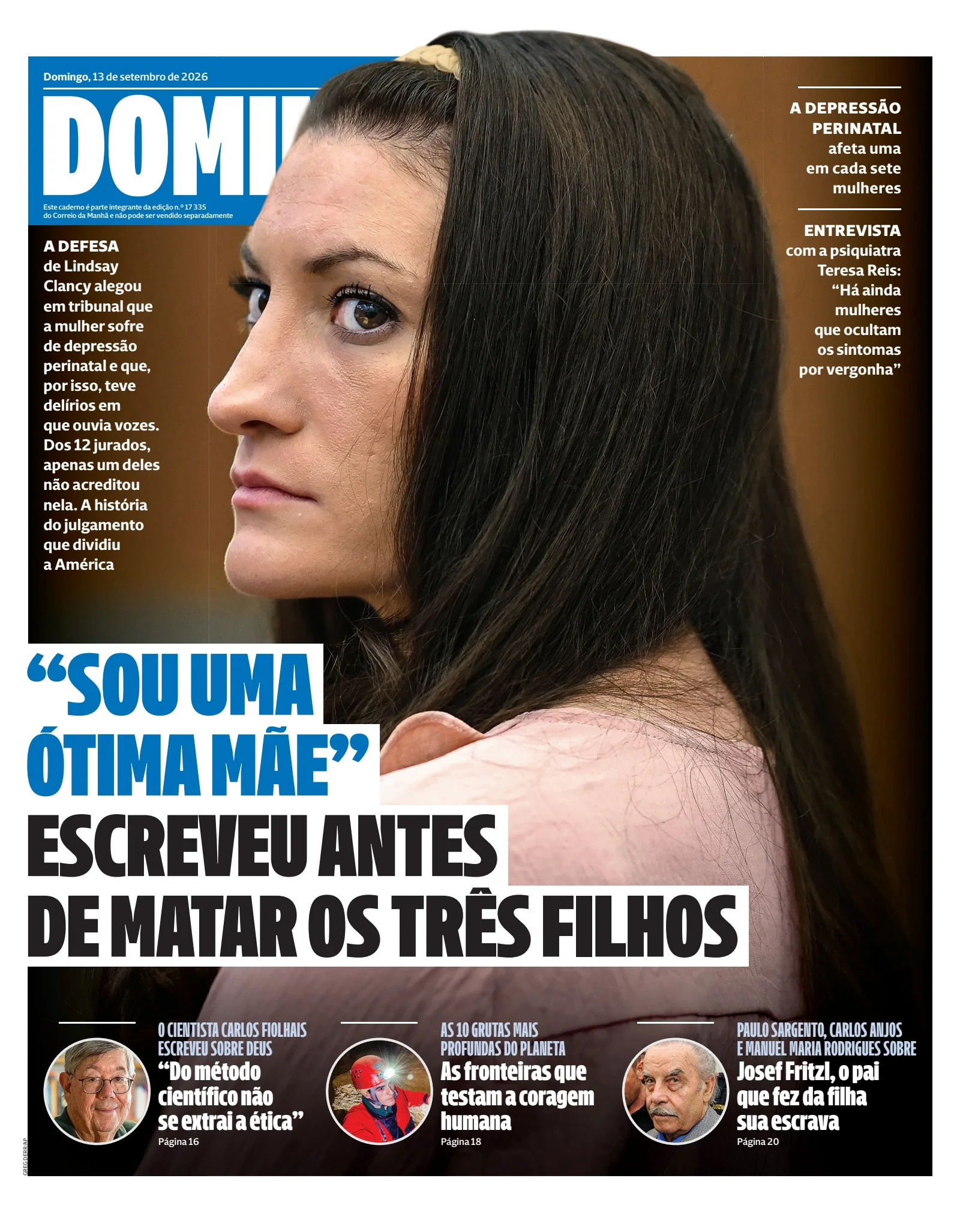 Capa do Domingo de domingo, 13 de setembro de 2026