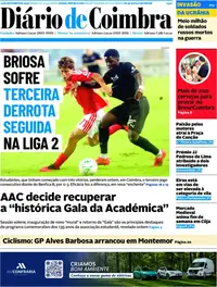 Capa do Diário de Coimbra de domingo, 13 de setembro de 2026