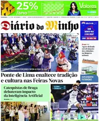Capa do Diário do Minho de segunda-feira, 14 de setembro de 2026