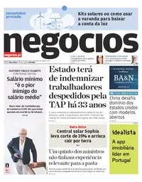 Capa do Jornal de Negócios de segunda-feira, 14 de setembro de 2026