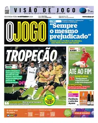 Capa do O Jogo de segunda-feira, 14 de setembro de 2026