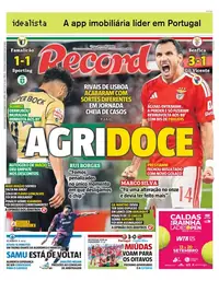 Capa do Record de segunda-feira, 14 de setembro de 2026
