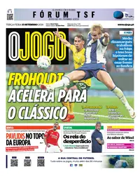 Capa do O Jogo de terça-feira, 15 de setembro de 2026