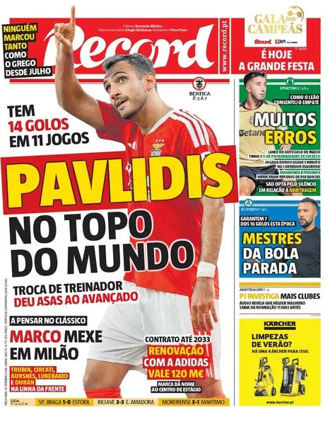 Capa do Record de terça-feira, 15 de setembro de 2026