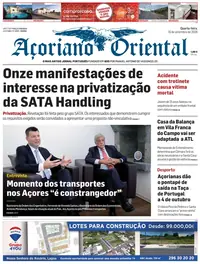 Capa do Açoriano Oriental de quarta-feira, 16 de setembro de 2026
