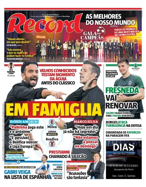 Capa do Record de quarta-feira, 16 de setembro de 2026