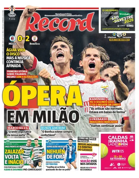 Capa do Record de quinta-feira, 17 de setembro de 2026