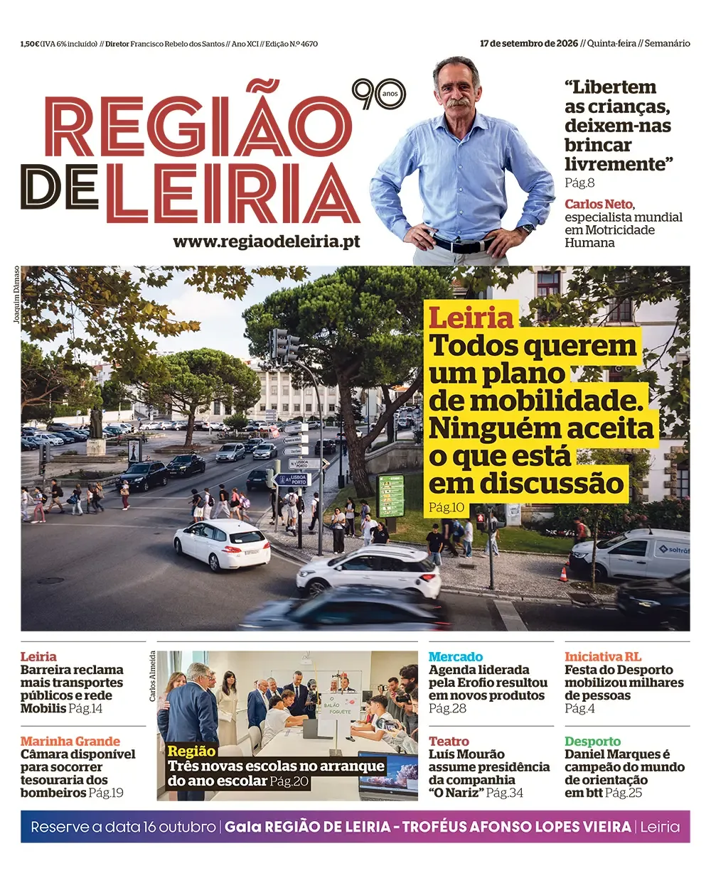 Capa do Região de Leiria de quinta-feira, 17 de setembro de 2026