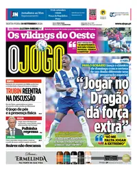 Capa do O Jogo de sexta-feira, 18 de setembro de 2026