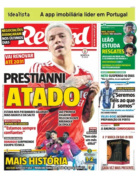 Capa do Record de sexta-feira, 18 de setembro de 2026