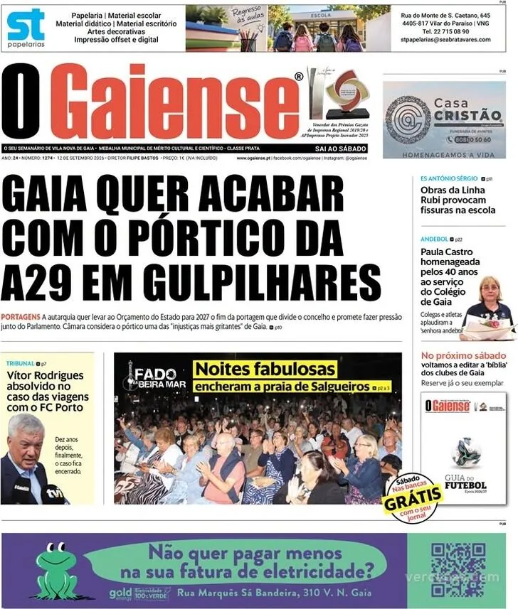 Capa do O Gaiense de sábado, 19 de setembro de 2026
