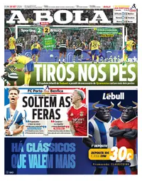 Capa do A Bola de domingo, 20 de setembro de 2026