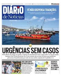 Capa do Diário de Notícias da Madeira de domingo, 20 de setembro de 2026