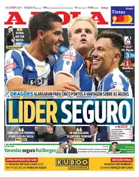 Capa do A Bola de segunda-feira, 21 de setembro de 2026