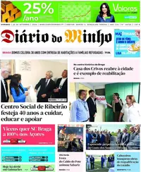Capa do Diário do Minho de segunda-feira, 21 de setembro de 2026