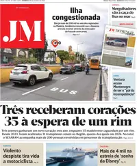 Capa do Jornal da Madeira de segunda-feira, 21 de setembro de 2026