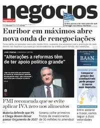Capa do Jornal de Negócios de segunda-feira, 21 de setembro de 2026