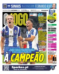 Capa do O Jogo de segunda-feira, 21 de setembro de 2026