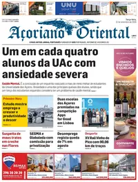 Capa do Açoriano Oriental de terça-feira, 22 de setembro de 2026