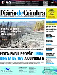 Capa do Diário de Coimbra de terça-feira, 22 de setembro de 2026