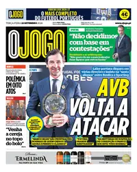 Capa do O Jogo de terça-feira, 22 de setembro de 2026