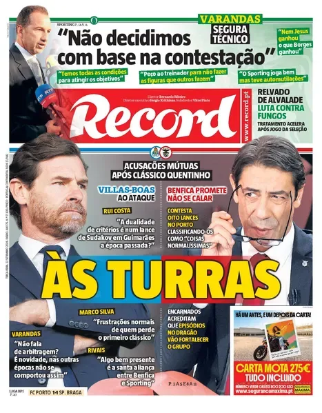 Capa do Record de terça-feira, 22 de setembro de 2026