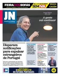 Capa do Jornal de Notícias de quarta-feira, 23 de setembro de 2026