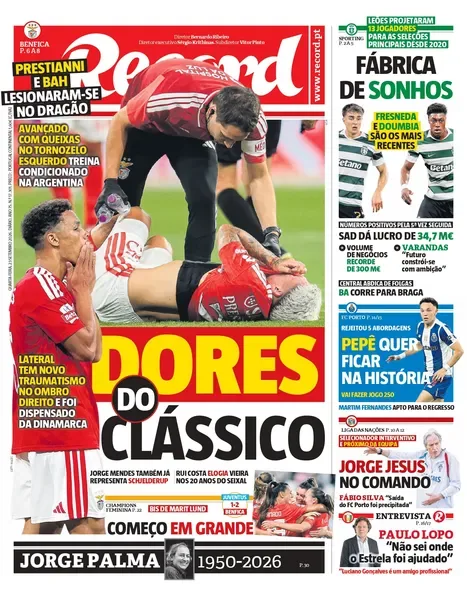 Capa do Record de quarta-feira, 23 de setembro de 2026
