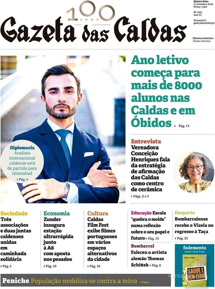 Capa do Gazeta das Caldas de quinta-feira, 24 de setembro de 2026