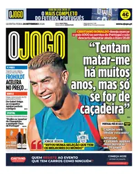 Capa do O Jogo de quinta-feira, 24 de setembro de 2026