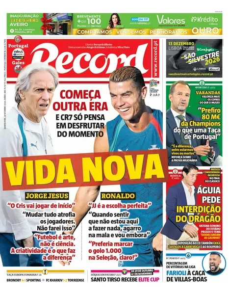 Capa do Record de quinta-feira, 24 de setembro de 2026