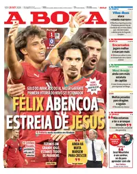 Capa do A Bola de sexta-feira, 25 de setembro de 2026