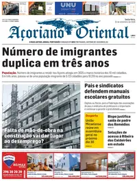 Capa do Açoriano Oriental de sexta-feira, 25 de setembro de 2026