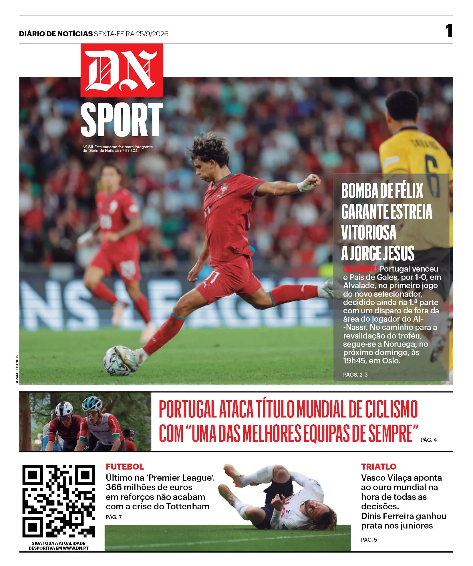 Capa do DN Sport de sexta-feira, 25 de setembro de 2026