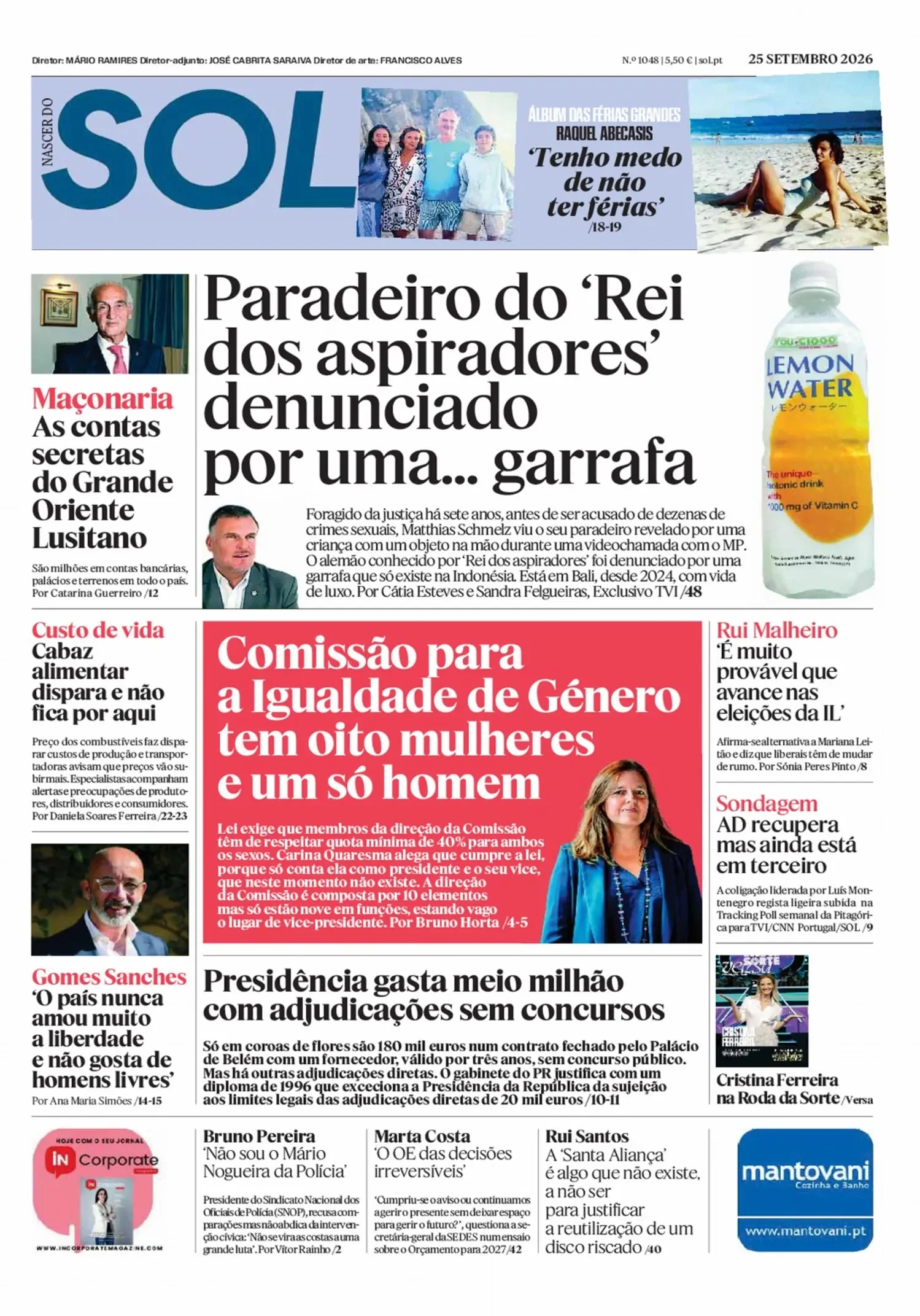 Capa do Nascer do SOL de sexta-feira, 25 de setembro de 2026