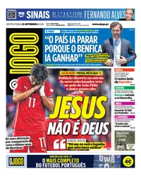 Capa do O Jogo de sexta-feira, 25 de setembro de 2026