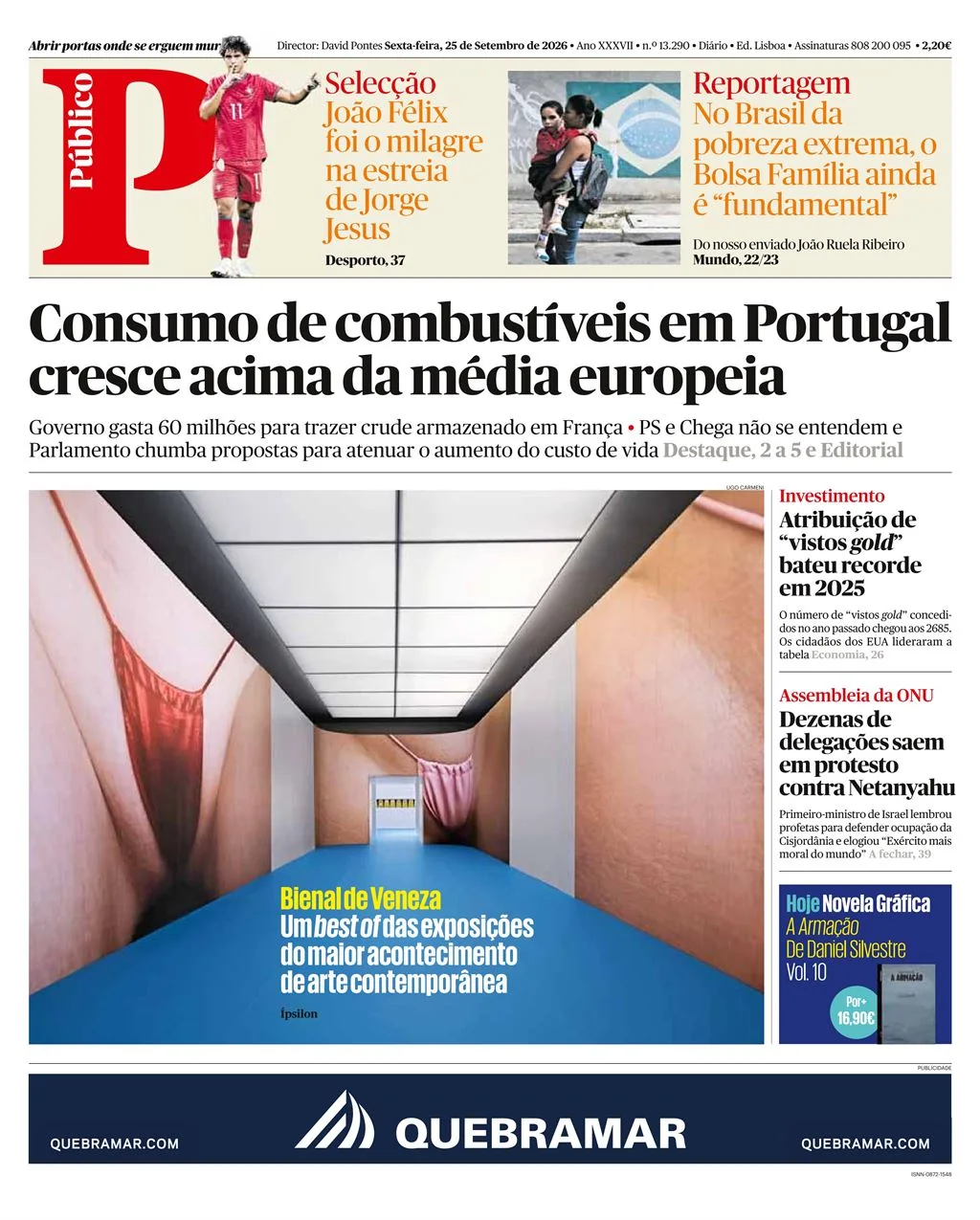 Capa do Público de sexta-feira, 25 de setembro de 2026