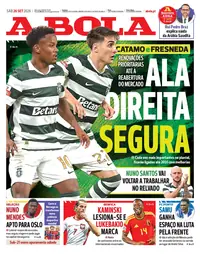 Capa do A Bola de sábado, 26 de setembro de 2026