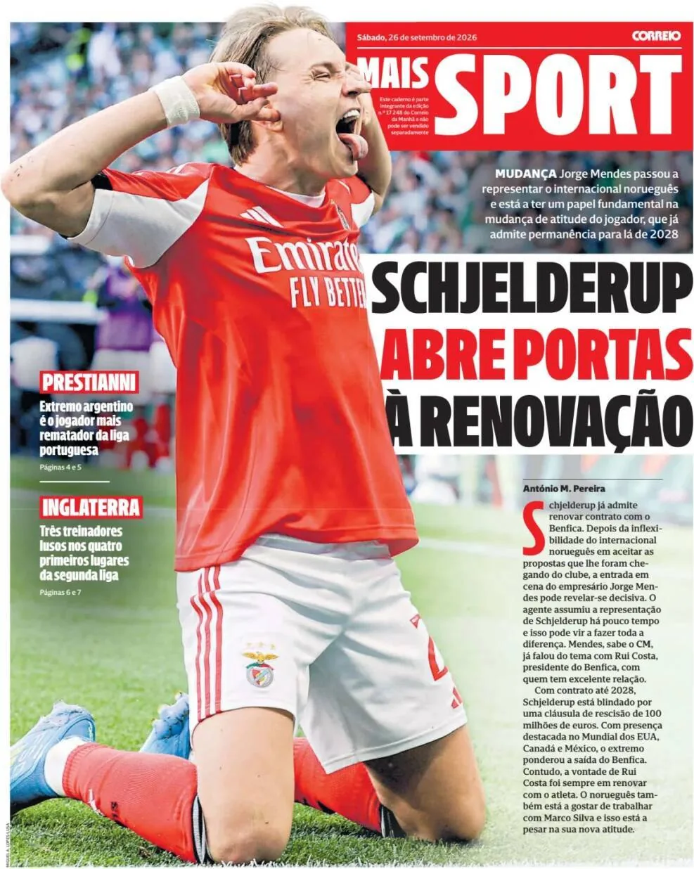 Capa do CM Mais Sport de sábado, 26 de setembro de 2026